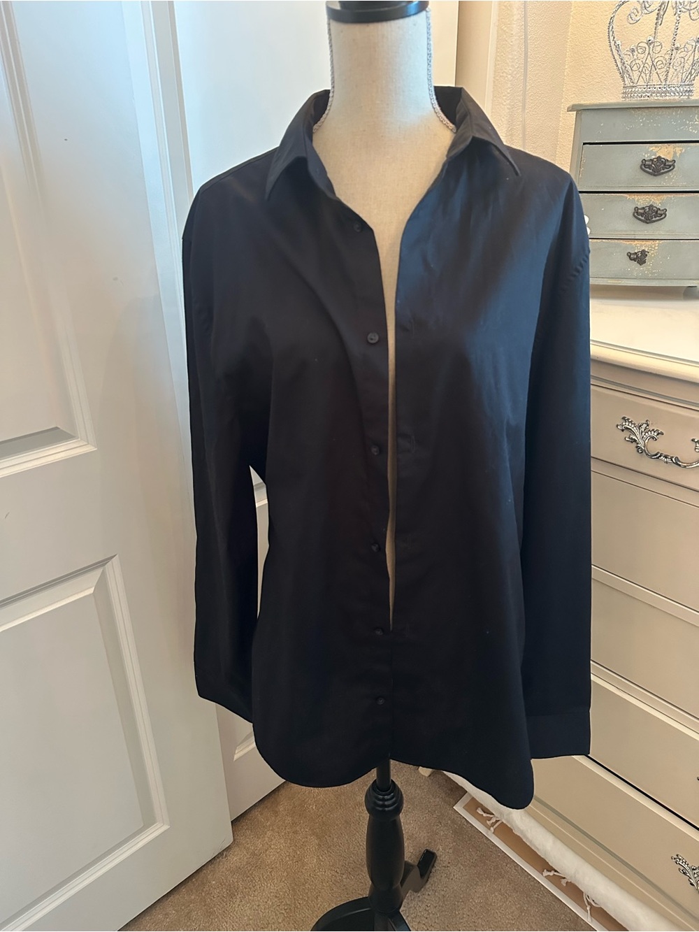 H&M Black Long-Sleeve Button Shirt Jacket
